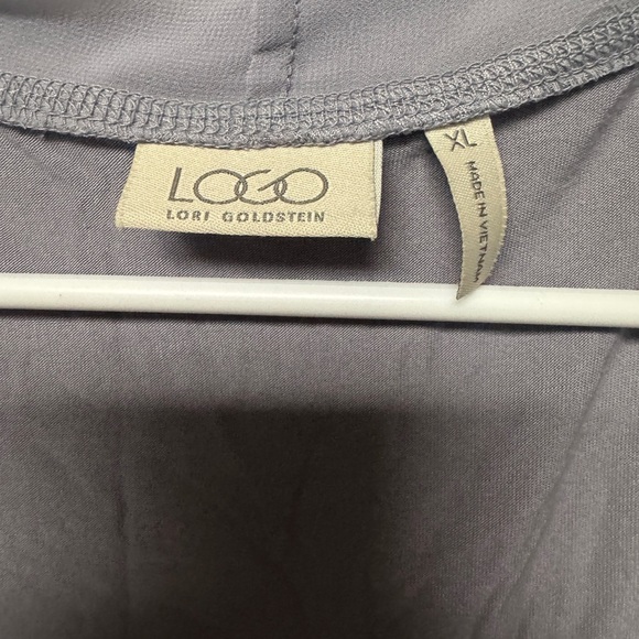 LOGO Lori Goldstein Open Front Vest Chiffon Trim Stretch Knit Sleeveless Gray XL - Picture 2 of 4